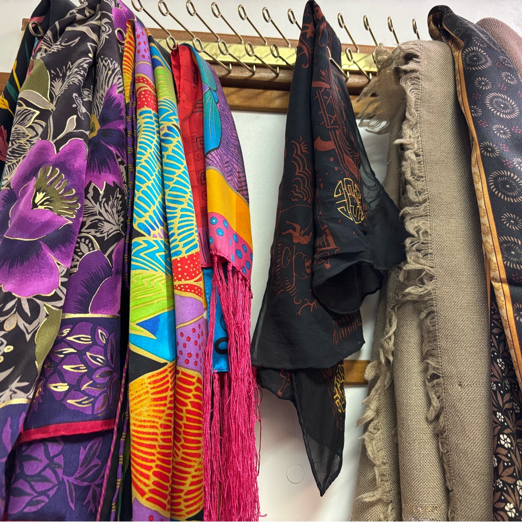 Floral And Geometric Patterned Silk Scarves NoteThe Solid Brown ScarfNot Silk